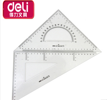 得力文具三角尺学生用套尺三角板尺绘图教学绘图设计作图尺2个装
