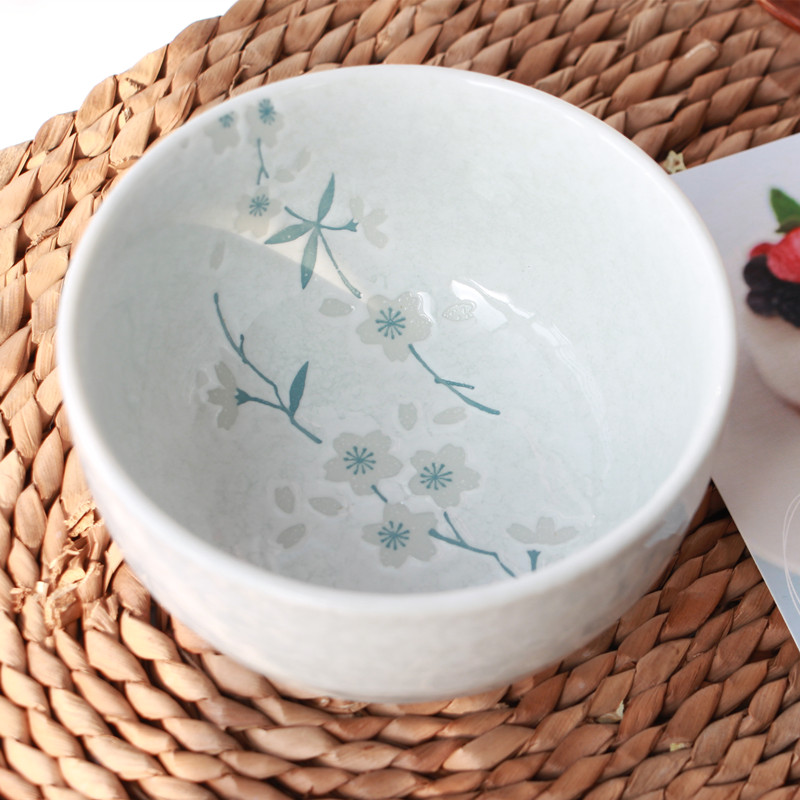 日本進口陶瓷餐具白繪變櫻花大號飯碗粥碗小湯碗古樸日式經典餐具