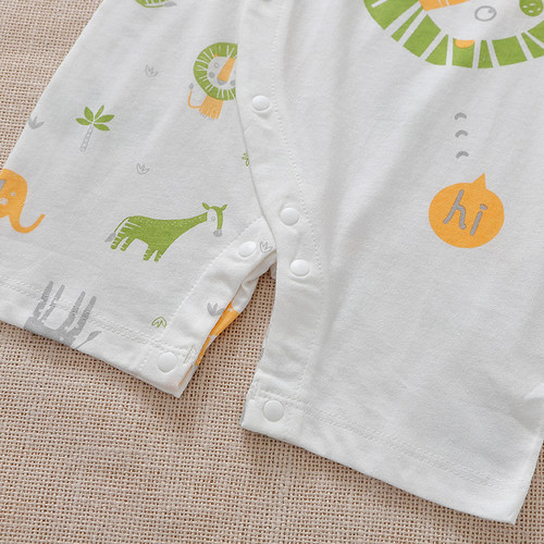 OMIOMI婴儿短袖连体衣纯棉夏季薄款新生儿衣服宝宝爬服哈衣睡衣 - 图2