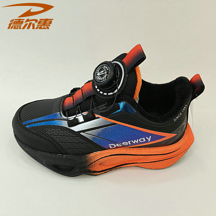 德尔惠儿童87177冬款皮面二棉加绒旋纽扣跑步运动鞋32-42码 - 图2