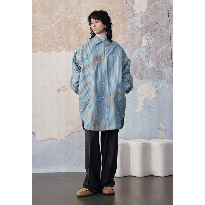 MeeLeeMeeLab原创绅士优雅衬衫式落肩大袖子云朵感宽松棉服外套,淘宝优惠券,粉丝福利购,淘宝优惠卷