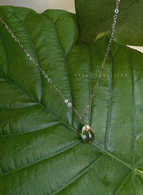 露珠 天然白水晶吊坠项链锁骨链 意大利925银镀白金 很闪很闪