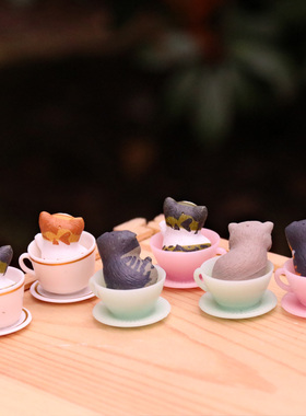 新款网红盲盒橘猫玩偶蛋糕小摆件