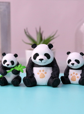 可爱风萌熊猫一家人材料装饰品