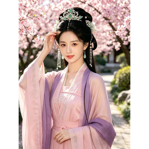 超美古风桃花美女贴画客厅卧室书房墙面装饰古装美人贴纸自粘防水 - 图3