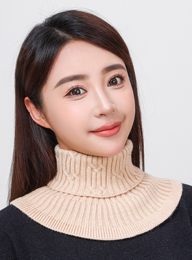 围巾女秋冬保暖护颈椎毛衣围脖针织高领装饰假领子高档毛线脖套女