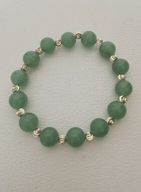 高品相东陵玉帝王绿单圈手链东菱珠串珠链玫瑰金隔珠10m女生饰品