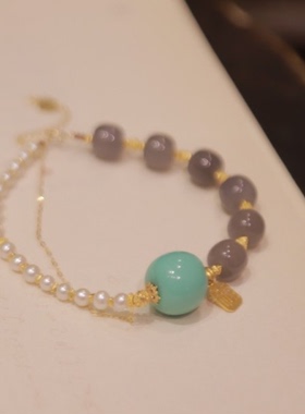 和田玉*蕊璇手链*18k金镶嵌PC22110809（颜色多样性）