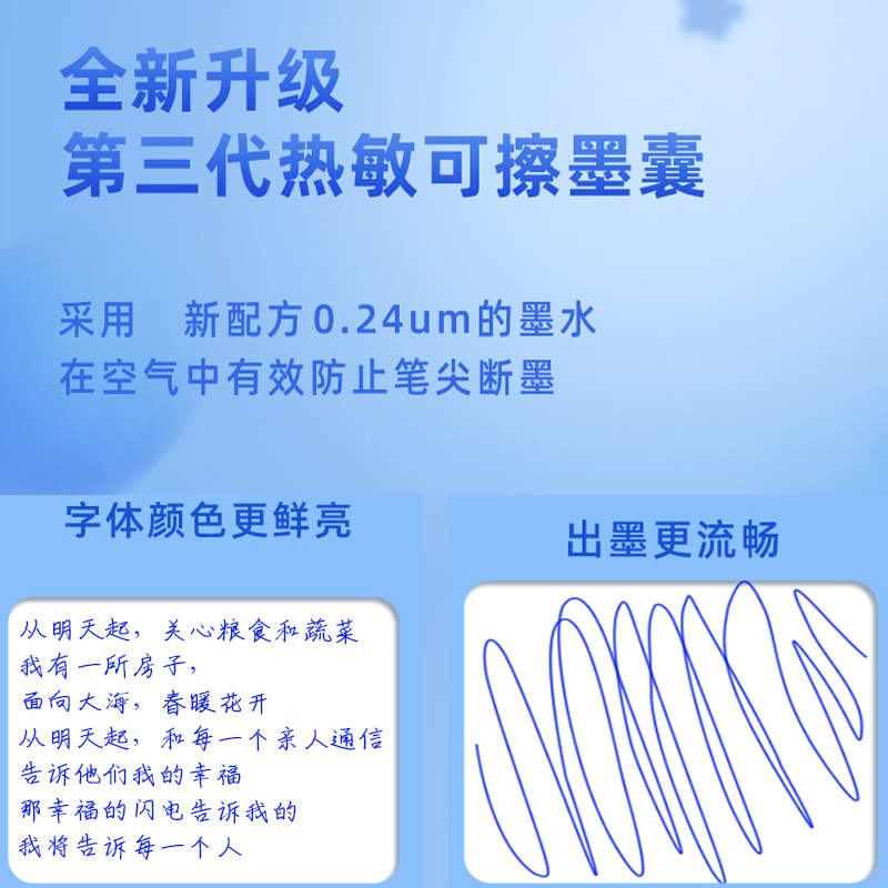 热敏可擦墨囊钢笔可替换墨胆晶蓝墨蓝 蓝黑色2.6mm 3.4mm口径通用 - 图2