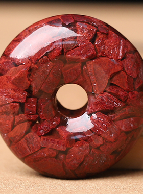 原矿朱砂晶体砂平安扣吊坠挂件