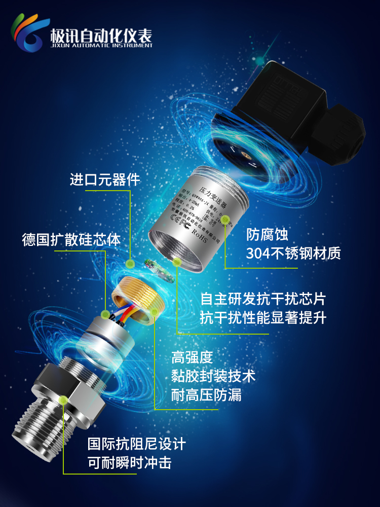 压力变送器传感器高精度带数显水压气压液压扩散硅小巧型耐高温型-图1