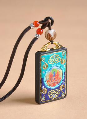 向内男女手工檀木镶嵌唐卡吊坠