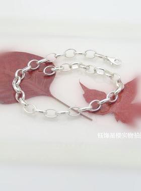 创意银手饰通体s925秀锁链粗手链
