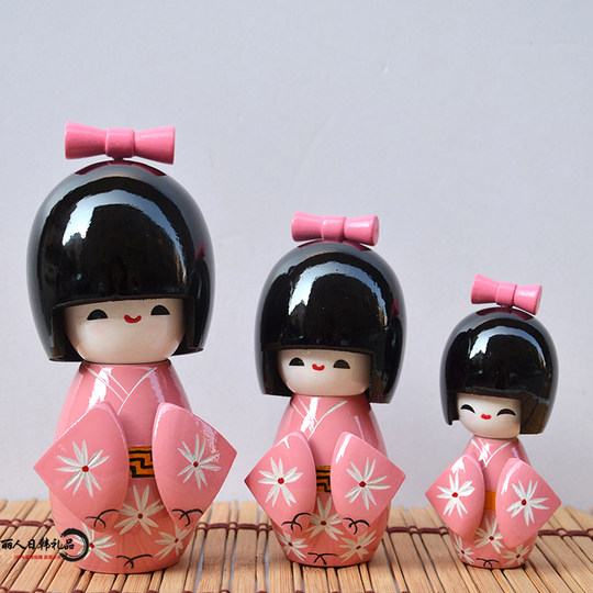 Japanese craft doll doll Japanese puppet Japanese humanoid New Year gift Japanese Geisha three-piece set multi-color