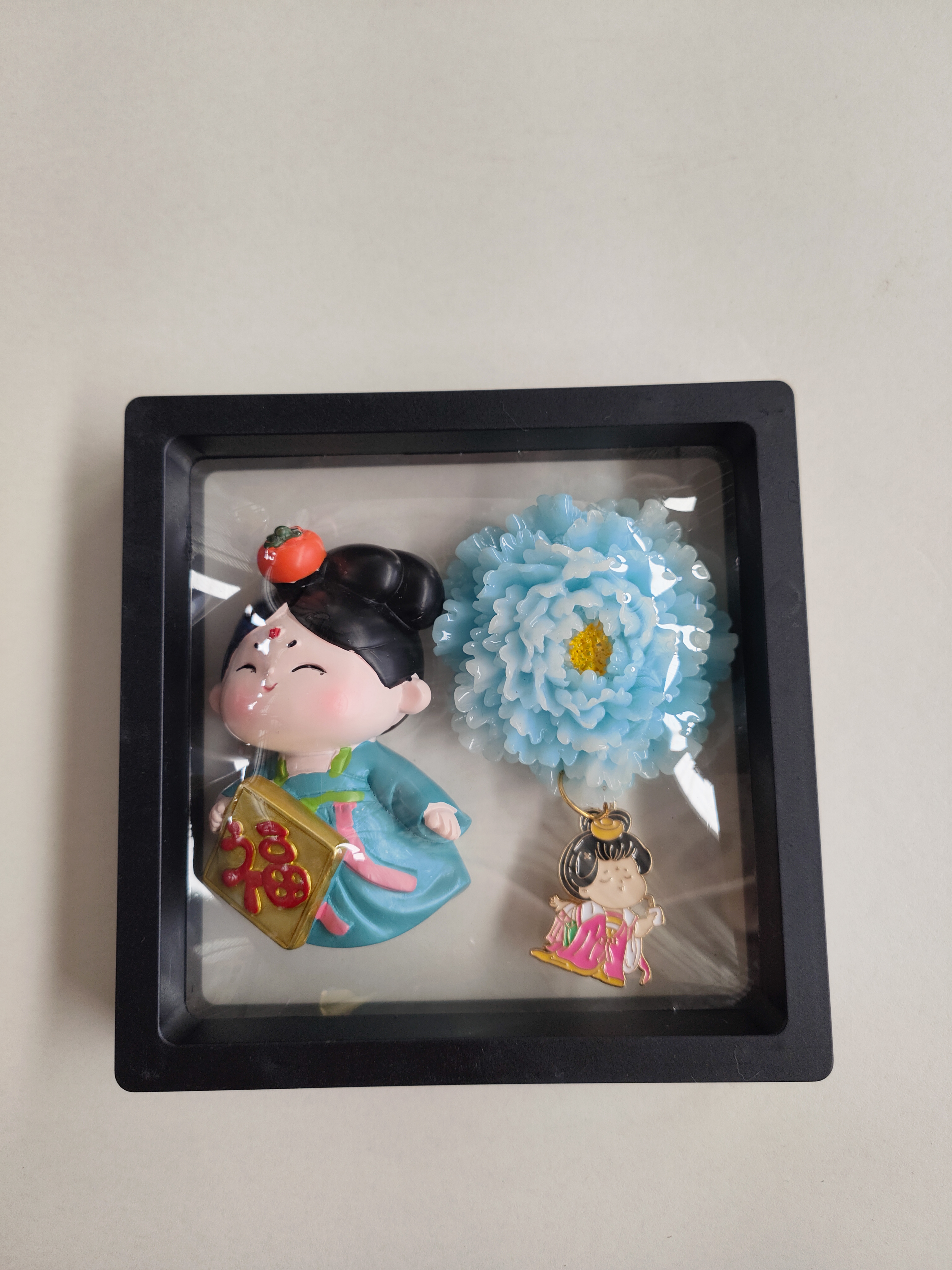 洛阳精品文创可爱侍女加牡丹花冰箱贴旅游纪念品磁吸伴手礼 - 图0