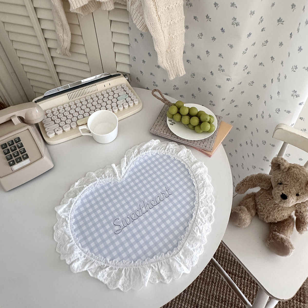 ins少女心花边爱心餐垫隔热垫可爱粉色公主甜美西餐厅桌垫小清新,淘宝优惠券,粉丝福利购,淘宝优惠卷