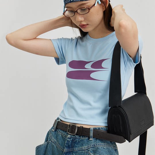 CryingCenter American tight short T-shirt top hot girl casual summer stretch cotton Crying Center