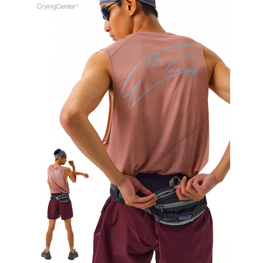 CryingCenter速度感变形3Clogo晕染肌理吸汗单向导湿跑步运动背心