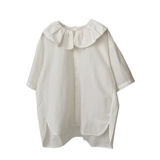 Японская ретро дизайнерская кукла, хлопковая летняя универсальная рубашка, тренд сезона, кукольный воротник, короткий рукав, оверсайз