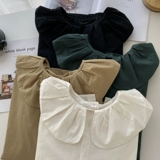 Японская ретро дизайнерская кукла, хлопковая летняя универсальная рубашка, тренд сезона, кукольный воротник, короткий рукав, оверсайз