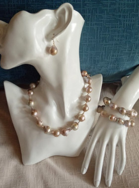 怪色炫彩巴洛克锁骨链天然珍珠