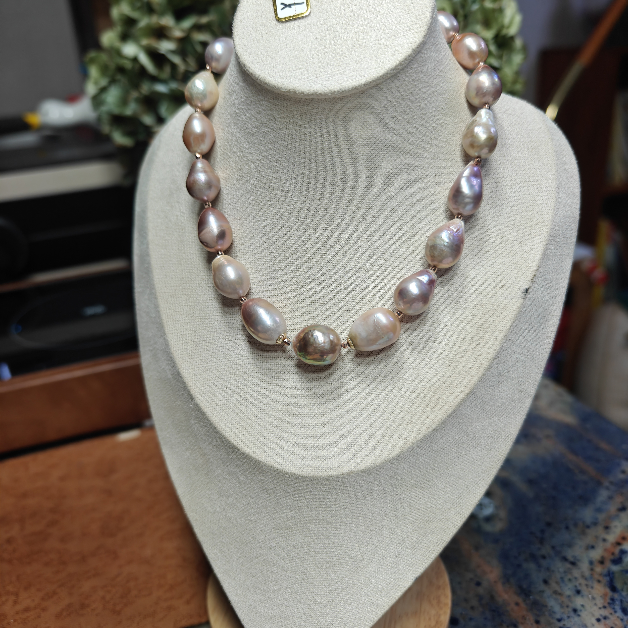 一物一图 清仓 天然混彩珍珠 超大锁骨链 巴洛克皱巴糖果纸项链 - 图2