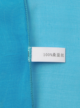 女士纯色孔蓝真丝围巾100%桑蚕丝