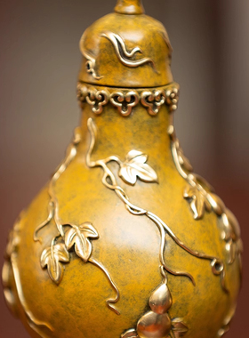 福禄万代铜葫芦瓶摆件