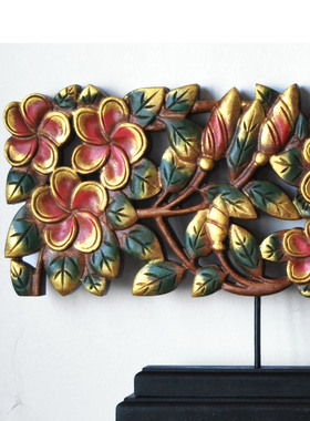 异域风情鸡蛋花电视柜挂图摆件