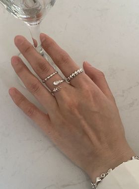 LLab s925银 原创食物系列叉子勺子开口可调节戒指