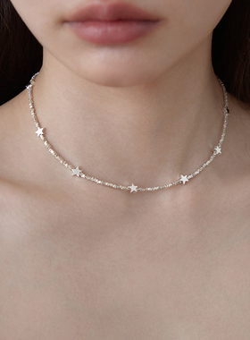 精致碎银子五角星项链