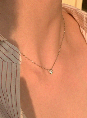 LLab 通体s925 经典简约泡泡5A单颗圆锆石项链通勤时髦单钻锁骨链