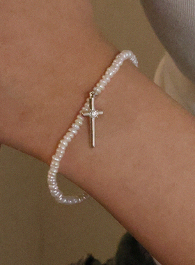 原创海洋能量s925十字架贝壳手链