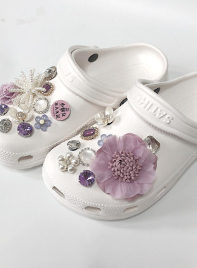 仙女的鞋子适配crocs花朵洞洞鞋