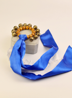 DOUDOU周边铃铛物料蓝丝带摇铃