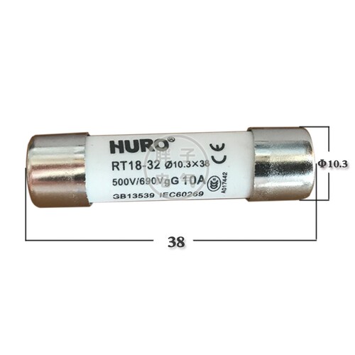 HURO RT18-32 熔断器10.3*38 R015陶瓷保险丝500v/690V 1A~32A - 图1