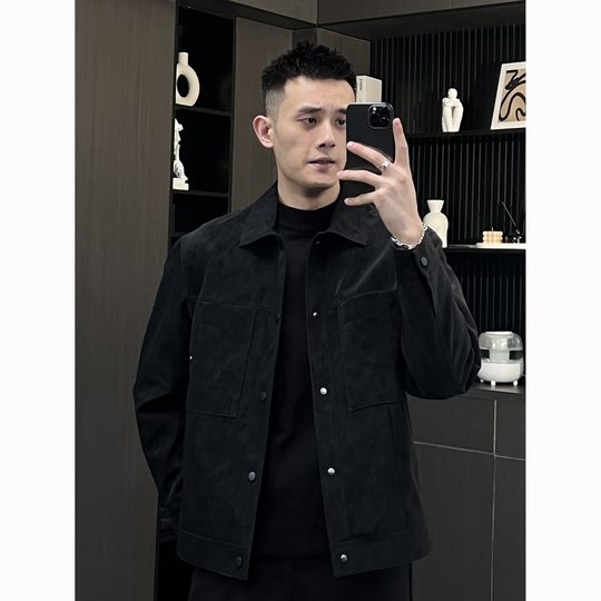 秋冬季潮流pu皮夹克男翻领痞帅软糯时尚轻熟加绒机车工装皮衣外套