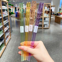Rainbow彩虹系列 虫虫同款出口透明水晶筷洗碗机可用尖头防滑筷子