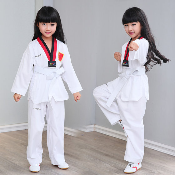 Leiskon free shipping pure cotton with national flag taekwondo uniform