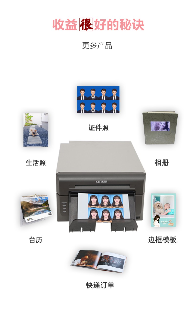 西铁城CX-02热升华证件照打印机高清620海马体同款自动切换6寸8寸-图0