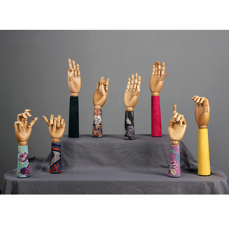 服装店橱窗陈列展示道具关节手模特漫画素描手模型包布木手假手女 彪氏模特直销店 淘优券