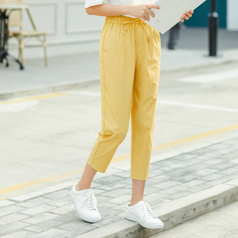 茵曼旗舰店2020九分裤休闲哈伦裤 茵曼翰飞休闲裤