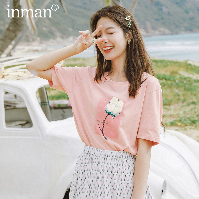 茵曼旗舰店2020年新款夏季女装t恤 茵曼翰飞T恤