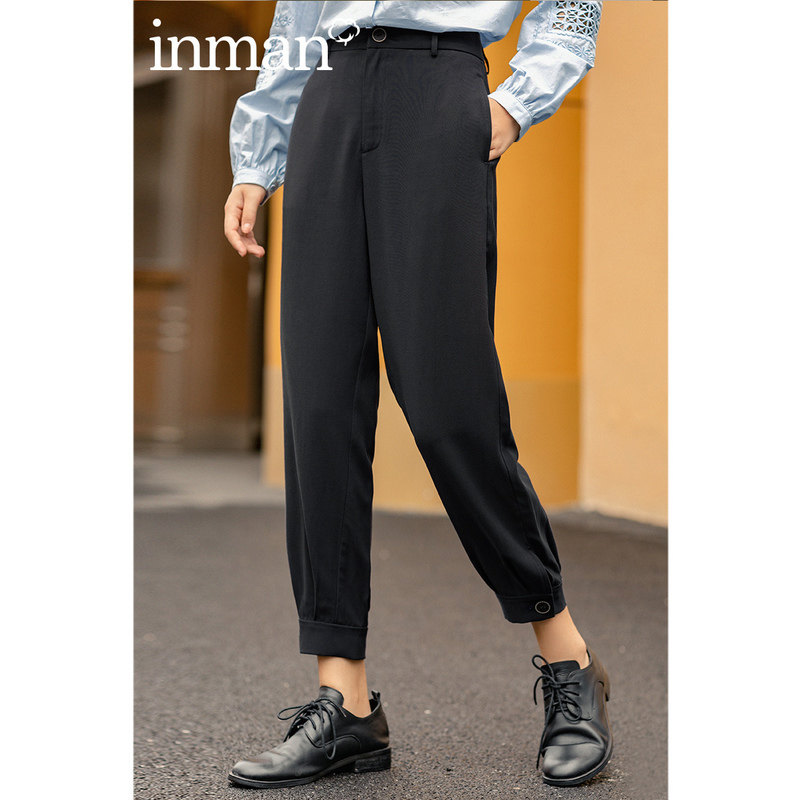 茵曼旗舰店休闲宽松西装裤哈伦裤 茵曼翰飞休闲裤