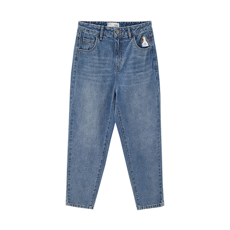 茵曼旗舰店纯棉绣花2020秋冬牛仔裤 茵曼筱茵牛仔裤