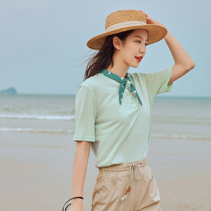 茵曼旗舰店特价清仓夏季法式t恤 茵曼翰飞T恤