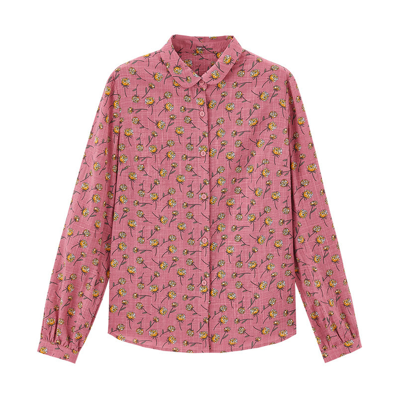 茵曼长袖小众港味碎花2020花衬衫 茵曼筱茵衬衫