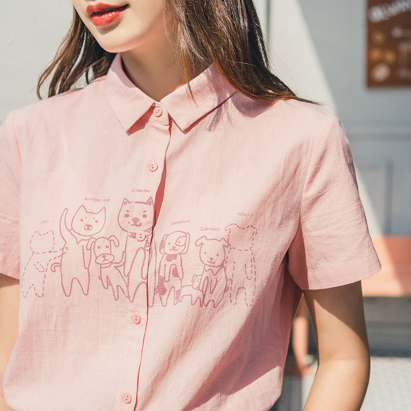 茵曼旗舰店2020年夏装新款纯棉衬衫 茵曼翰飞衬衫