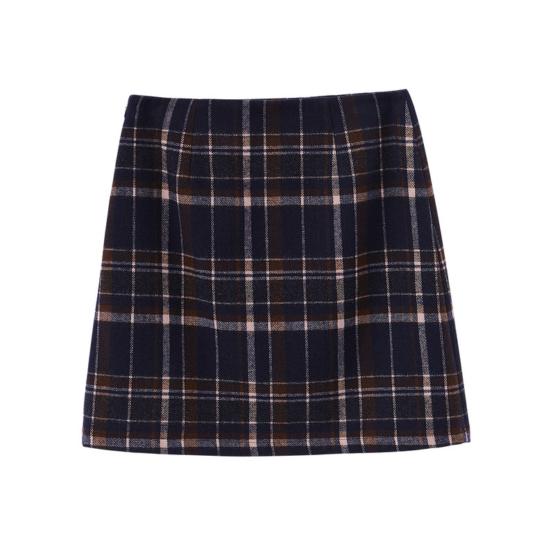 茵曼小个子jk学院风格纹2021半身裙 茵曼筱茵半身裙