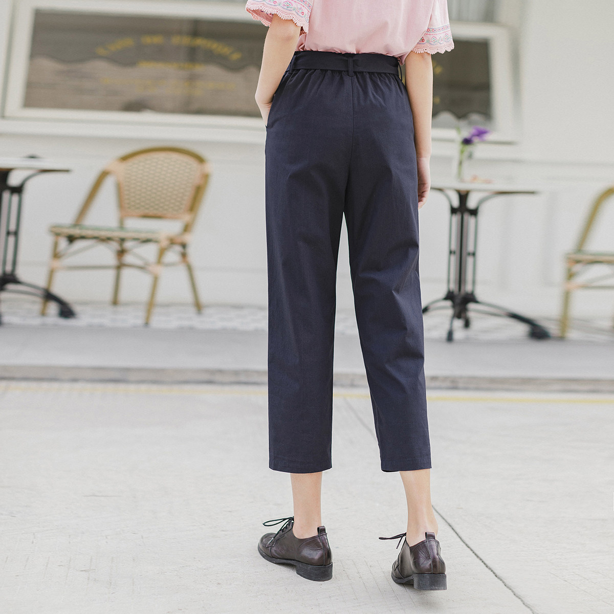 茵曼旗舰店2020哈伦裤纯棉全棉裤子 茵曼翰飞休闲裤